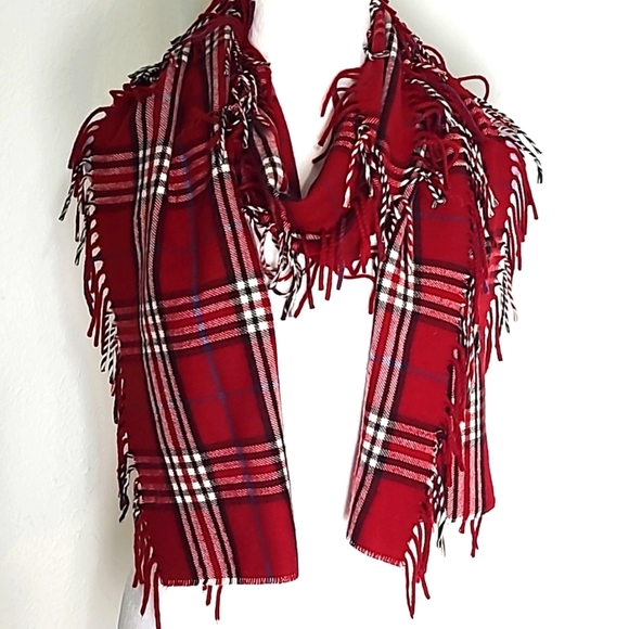 COPY - Preston & York Red, Black & White Plaid Scarf with Fringe on each Side - Picture 7 of 8